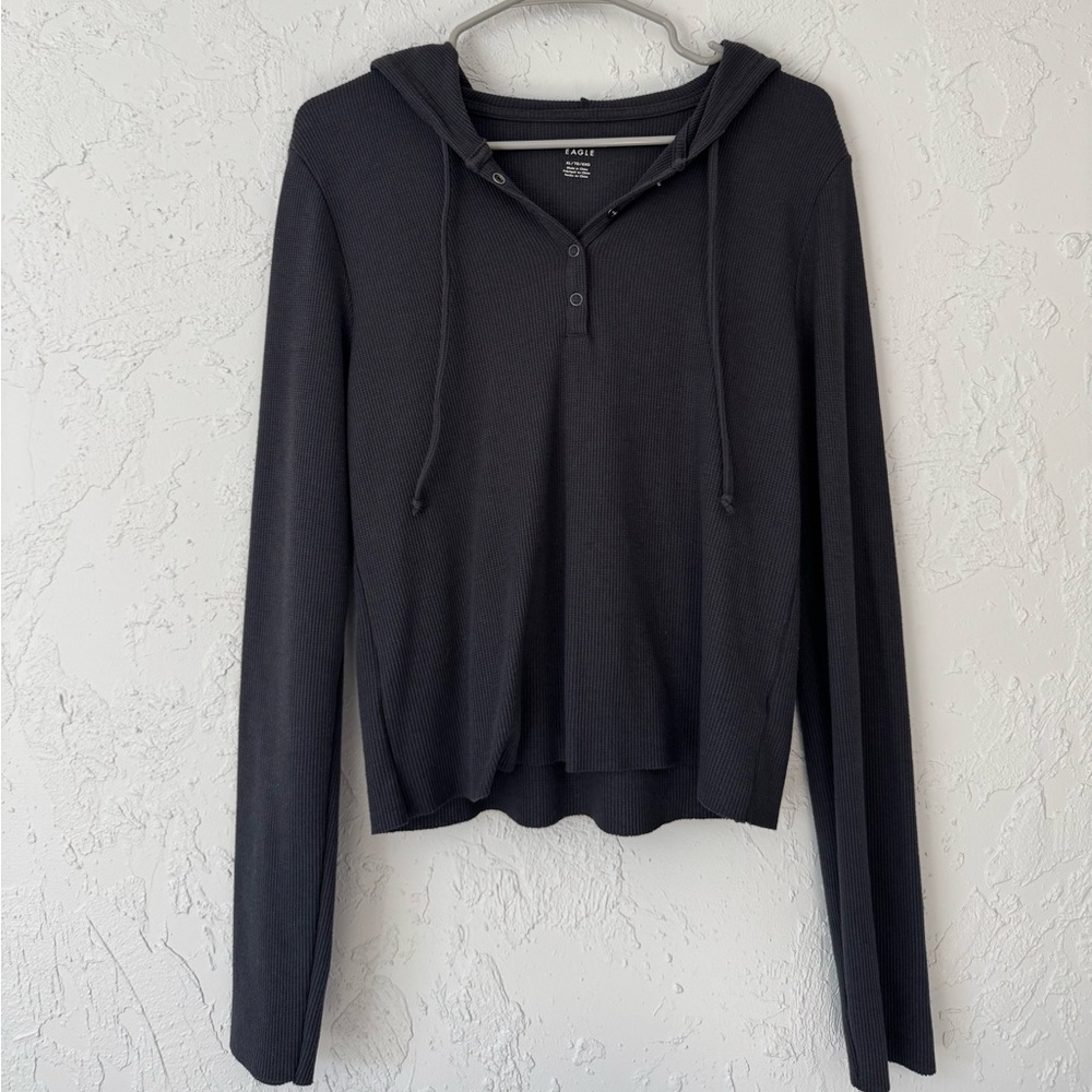American Eagle Waffle Henley Hoodie